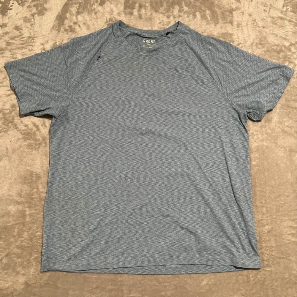 Rhone Shirt Mens 2XL XXL Blue Crewneck Performance Gym Athletic Short Sleeve